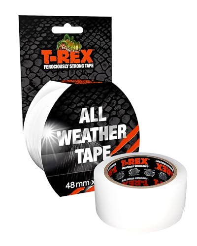 T-REX All Weather Tape - Cinta de reparación impermeable extra fuerte para uso interior y exterior, transparente y resistente intemperie 48 mm x 25 m