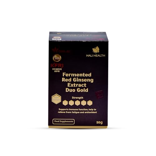 GINLAC DUO GOLD Premium Panax Ginseng Rojo - Extracto Fermentado | verdadero ginseng coreano | ginsenósidos Rg1, Rb1 y Rg3: 12 mg/g 70%, extracto fermentado de ginseng rojo 30%, 50 mg