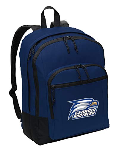 Broad Bay Georgia Southern Backpack - MEDIUM SIZE - GS Eagles Logo Classic Backpack - Lightweight - Durable (Navy)