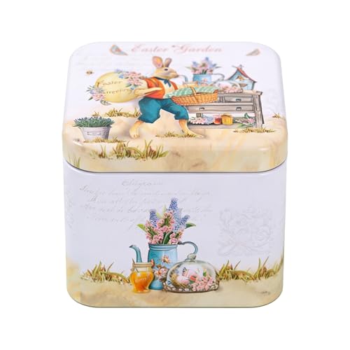 Boîtes à bonbons de Pâques | Boîte à friandises en forme de lapin de Pâques | Boîte en étain – Pour biscuits, bonbons, collations, maison, chambre à...