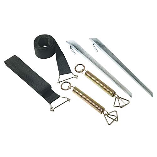 Kit anti-tempesta composto da 2 picchetti, 2 molle e 2 cinghie in nylon.