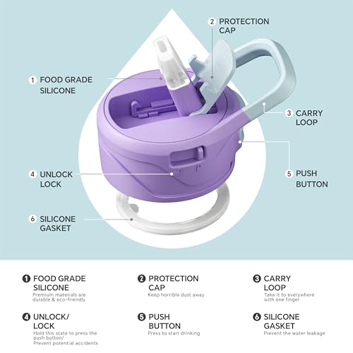 Image of IDEUS Vacuum Insulated Water Bottle, Stainless Steel Double Wall Flask Metal Sports Canteen with Leak-Proof Screw Cap (24oz (710ml), Violet)