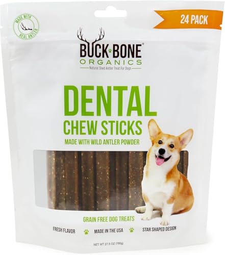 Buck Bone Organics Natural Dental Chew, 24 Pack