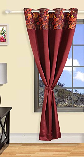 Image of Swayam 100% Blackout Polyester Long Door Curtain for Living Room & Bedroom | 9 Feet | Room Darkening Curtain with Eyelets | Pack of 1 | Solid Design - Maroon