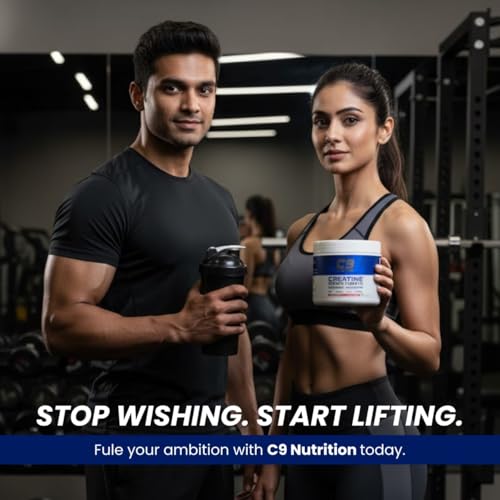 Image of C9 Nutrition Micronized Creatine Monohydrate | 3000mg Ultra-Pure 200 Mesh Filtered Creatine Powder | Boost Strength, Power & Muscle Recovery | Zero Sugar | Fruit Fusion Flavour | 100g for Men & Women, 33 Servings (100gm, Fruit Fusion)