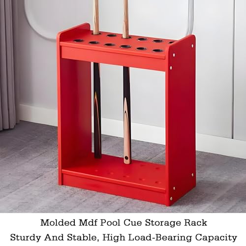 Queues de billard support rangement MDF rouge 12 emplacements sol - 4