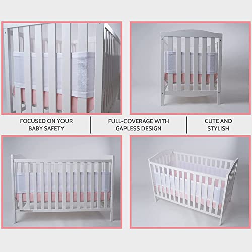 Babybett Leitplanke,Bettumrandung Nestchen,Atmungsaktiv Kinderbett Stoßstange,Bettumrandung Babybett,Atmungsaktive Bettumrandung,Rausfallschutz für Babybett,Kantenschutz Baby Babybett,Mesh Babybett