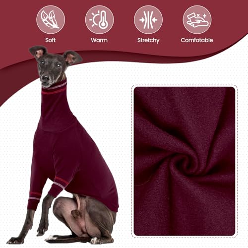 OUOBOB Windhund-Hundepullover, italienischer Windhundmantel für große Hunde, Whippet-Pullover, Rollkragen, dehnbares Strick-Sweatshirt, Größe L