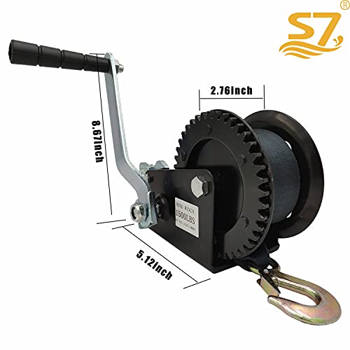1500 lbs Boat Winch Hand Winch Hand Crank Winch with 10m (32ft) Strap Manual Winches Two-Way Adjustable Boat Trailer Winch Corrosion Resistant Towing Winches - Image 4