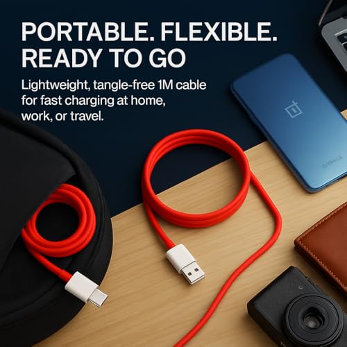 Image of 80W Type C Supervooc Original Charging Cable Compatible with Oneplus 13s /13r /13 /12r /12 /11, 11r /10 /Nord Ce5 /Ce4 /Ce3 /Ce2 /Lite /5G /Nord 5 /4 /3 /2 /Pad 3 /2, Warp /Dash Protocol Support for Device, Red