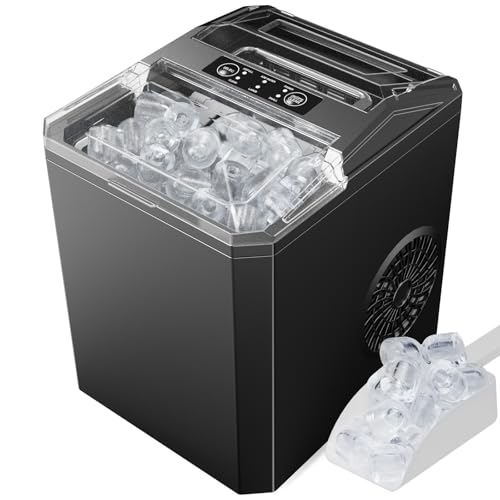 Sweetcrispy Countertop Ice Maker - 9 Cubes in 6 Mins, 26lbs/24Hrs, 2-Size Bullet Ice, Self-Cleaning Portable Ice Machine with Quiet Operation for Home Office Camping