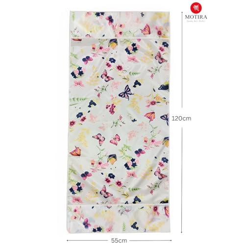 Image of Multi Floral Print Fridge Cover with Side Pockets|Fridge Top Cover|Refrigerator Cover|Single Door|Washable Material|4 Utility Pockets (Bird White, 55 * 120CM)