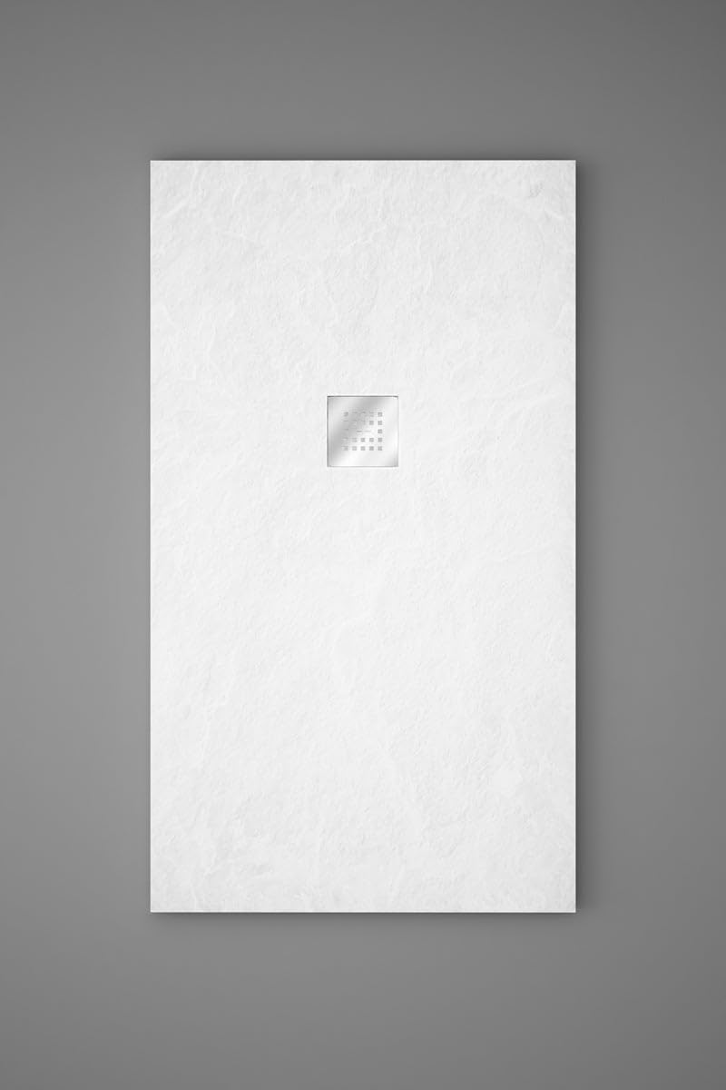 Strohm TEKA - Plato de ducha INCA de resina, textura pizarra, anti-deslizante, 120x80cm, blanco