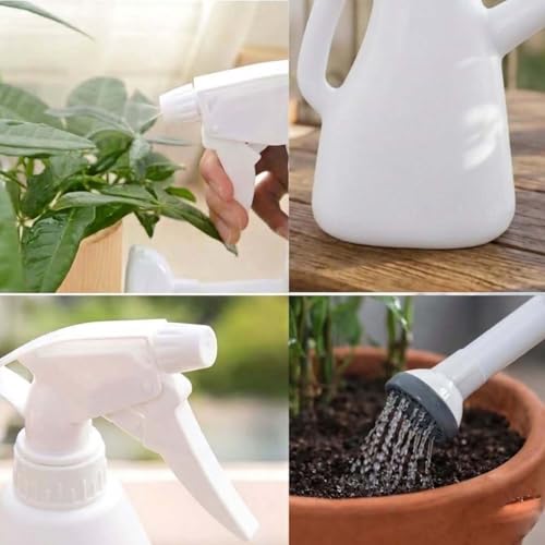 Image of Go Hooked 2in1 Plant Watering Can with Spray Bottle & Shower Head 1 Litre | Multi-Purpose Garden Water Sprayer for Indoor Plants, Balcony Garden & Nursery | Plastic Watering Pot with Handle (White)