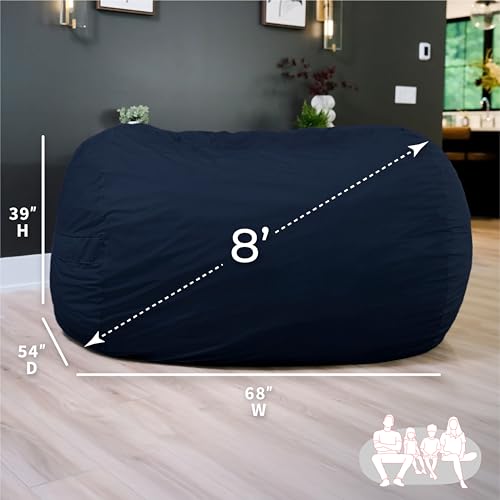 Image of Big Joe Fuf 8Ft Giant Foam Bean Bag Chair, Oversized Couch with Removable Cover for Kids, Teens, Adults, Cobalt Lenox, Durable Woven Polyester, 8 Foot