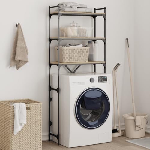 Frdhee Juego de muebles de baño, estantería para lavadora, roble, 67 x 25 x 163 cm, material de madera, para apartamentos y casas