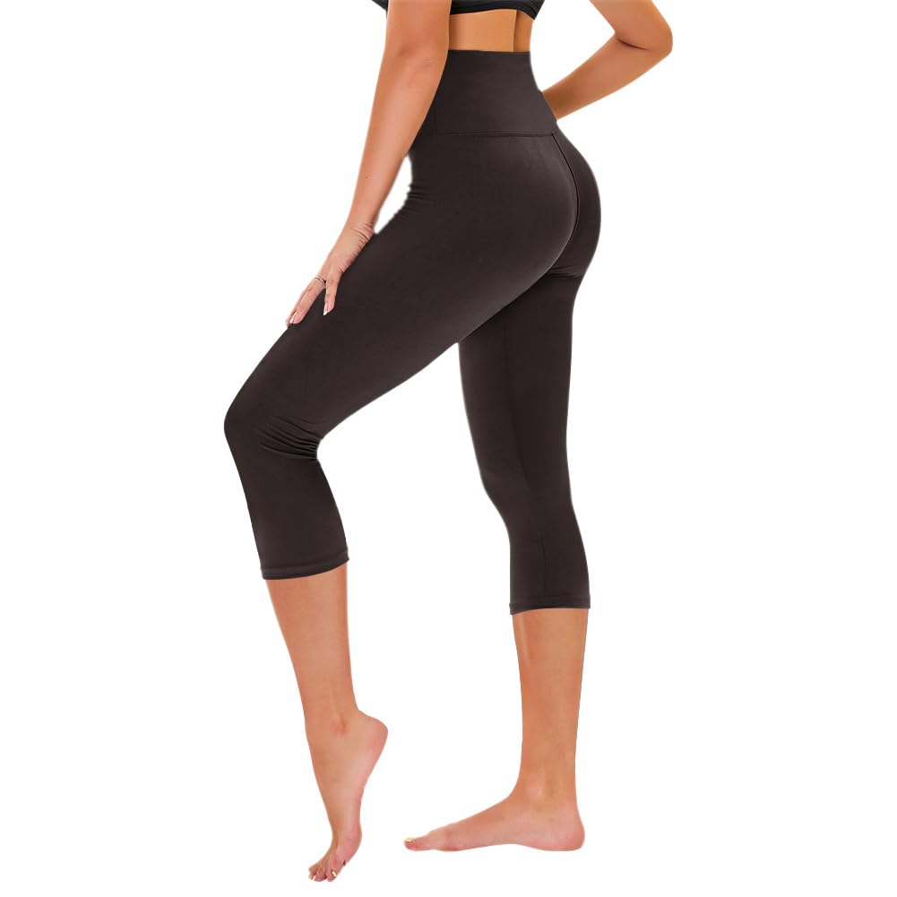 TNNZEET Capri Leggings for Women - Tummy Control High Waisted Soft Yoga Pants for Gym Workout