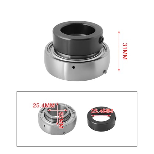 eMagTech 2 Stück SA205-16 Exzenterring-Verriegelungseinsatzlager Geeignet für die Automobilindustrie Papierherstellungsmaschinen Landwirtschaftliche Maschinen Innen 25,4 Mm Durchmesser 52 Mm