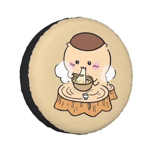 タイヤカバー ちいかわ くりまんじゅう スペアタイヤカバー おしゃれ タイヤ収納 防塵 防水 防紫外線 日焼け止 汚れ防止 劣化対策 タイヤバッグ 持ち運び便利 取付簡単 カー用品 14〜17インチ 屋外 軽自動車 普通車 汎用 15インチ:直径70-75