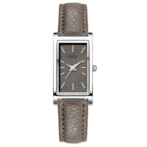 Image of Quartz Watch for Women, Lady Stylish Square Dress Watch with Leather Strap and Sapphire Crown