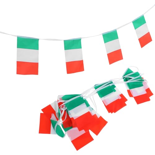 MAGICLULU Guirlande Drapeaux Italiens 30 Pièces 14 X 21 Cm Polyester Solide Bannières Décoratives pour Fête Sportive et Événement Extérieur, Drapeau du...