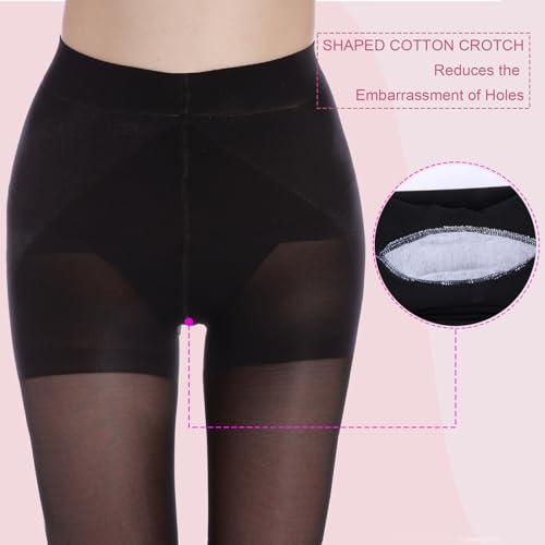 Image of Weziarer Women's 40D Sheer Tights,High Waist Pantyhose Tummy Control Top Support Stockings