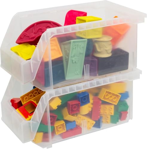 Image of ReadySpace Large Plastic Storage Bins, Stackable Organizer Containers for Closet Pantry Shelf Garage and Office Organization, Clear, 6 Pack