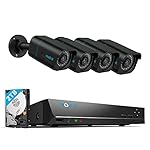 REOLINK 4K Security Camera System, 4pcs H.265 PoE Security Cameras Wired with Person Vehicle Detection, 8MP/4K 8CH NVR with 2TB HDD for 24-7 Recording, RLK8-800B4 Black