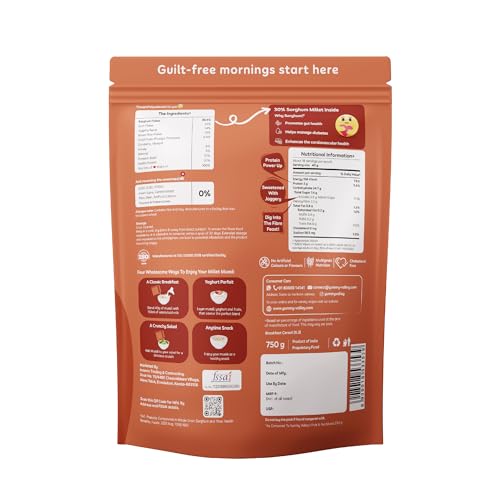 Image of Yummy Valley Millet Muesli Fruit, Nut & Seed 2.0-750g| 3.73g High Protein Muesli with High Fibre, 80% Multigrain with Sorghum & Almonds |No Refined Sugar | Jaggery Sweetened Breakfast Food for Adults