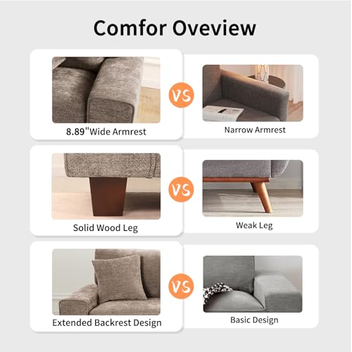 Image of DOPEDIO 71.25 inch Sofa Set, Chenille Loveseat & 2 Accent Chairs, Brown | Modern chenille sofa set with removable covers, spring cushions, solid wood frame, easy assembly for comfortable living rooms