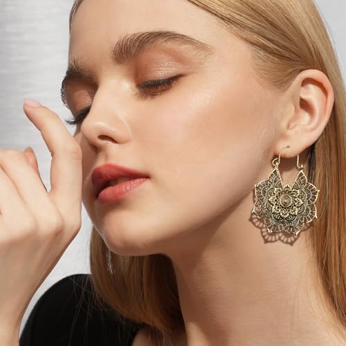 Boho Dangle Earrings for Women,Bohemian Jewelry Vintage Metal Earrings Set,Boho Earrings,Geometric Personality Retro Dangle Drop Earrings,Trendy Summer Earring,Jewelry Gifts for Women3