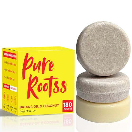 Batana Oil Shampoo & Conditioner Bar Set 3 - For Hair Growth, Thickening, Anti Hair Loss, Volumize, Strengthen, Regrowth for Thinning Hair - Silicone Free, Sulfate Free, Hibiscus Smell