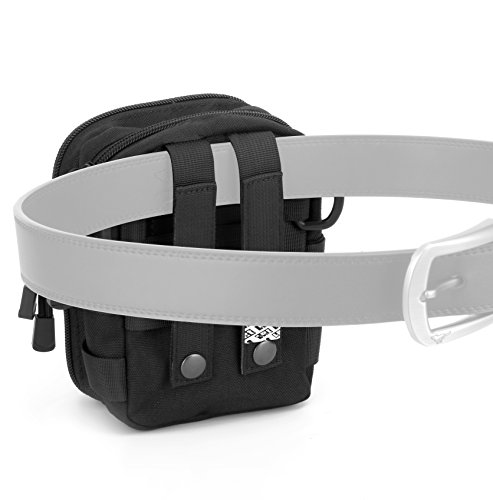 LefRight Multipurpose Tactical Nylon Molle Utility IFAK Pouch Waist Bag Holster Combo Detachable Strap Compatible with iPhone XR 7 Plus Pixel XL S8 S7 Edge Moto Z Force Play (Black)