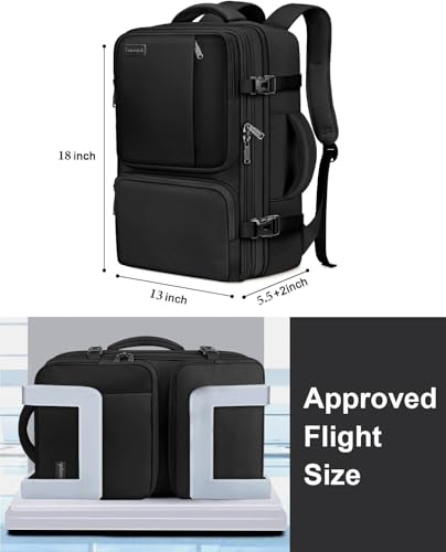 Vancropak Carry on Backpack, Airline Approved 45L Travel Backpack with 3 Packing Cubes for Men Women