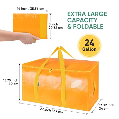 Image of BALEINE 2-Pack Oversized Moving Bags with Reinforced Handles, Heavy-Duty Storage Tote for Clothes, Moving Supplies (Light Yellow, 2-Pack)