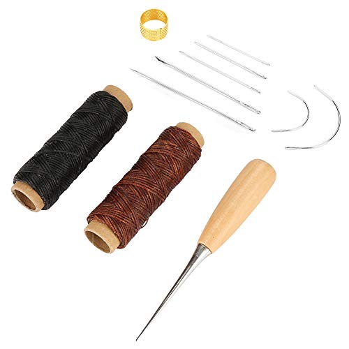 Use Needle 17×10×4 Sewing Kit Waxed Thread Hand Needle with Awl Thimble Ring for DIY Shoe Bag Repair