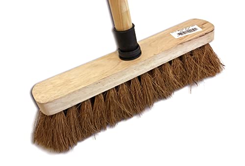 Balai de ménage en Fibres de Coco Naturel | Longueur 29 cm | Douille vissante Plastique | Manche Bois 1,25 m | Kibros 2051b