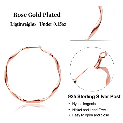 Image of 24K Gold Hoop Earrings for Women Trendy Real Gold Plated Twisted Thin Huggie Hoops, Dainty Cute Big Gold Filled Dangle Hoop Earrings Nickel Free Womens Earrings for Sensitive Ears Hypoallergenic