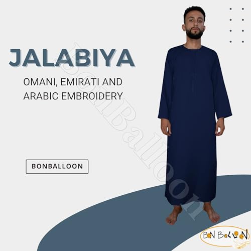 Dark Blue Thoub Men Thobe Jilbab Mens Galabeya Jelbab Abaya Robe Daffah Dishdasha Kaftan Juba Arab Jalabiya Middle East Modest Clothing (60")2