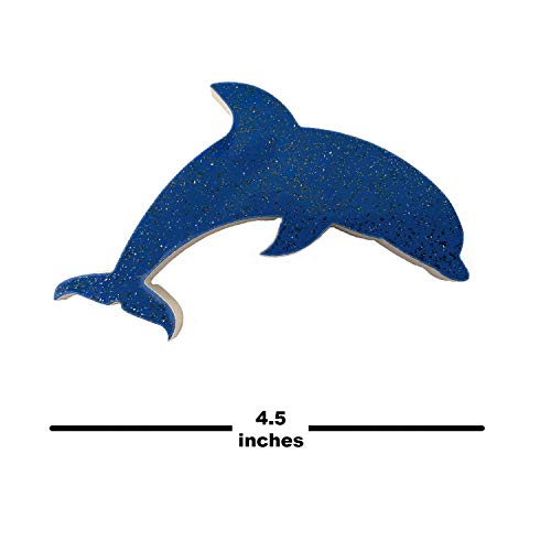 Aquatic Custom Tile - Glitter Dolphin Step Marker for Swimming Pool - Porcelain Mosaic Underwater Pool Step Marker Design - Made in USA - (4.5