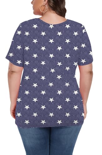 Image of ForHailey Women's Plus Size Short Sleeve Tee Shirt V Neck Basic Ladies Loose Fit T Shirt 1X-5X