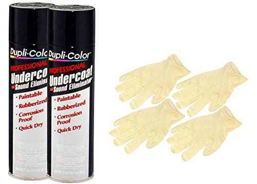 Duplicolor Professional Undercoating & Sound Eliminator Spray (17 oz) Bundle with Latex Gloves (6 Items)