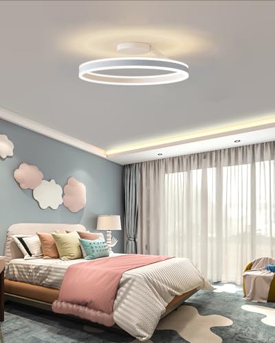 MOMOYY Moderna lámpara de techo LED, lámpara de techo de acrílico LED,lámpara de araña LED regulable,con mando a distancia, para sala de estar, dormitorio, cocina, balcón, pasillo (Blanco, 40CM)
