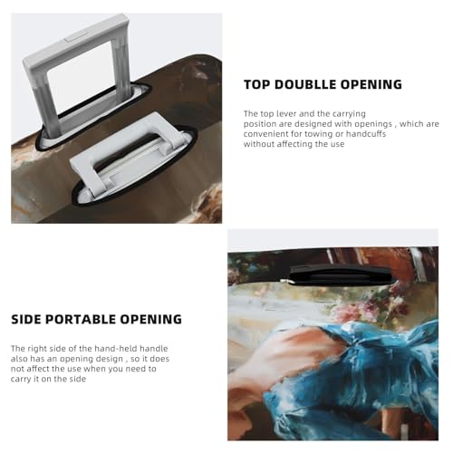 Beautiful Woman Playing The Piano Elastic Travel Luggage Covers Dustproof Scratch-Resistant Suitcase Protector Fit 22-24 Inch3