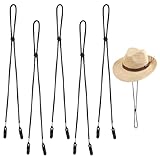 LIQWEI 5 Stück Verstellbare Hutbandclips, Winddichte Hutband Hut Anti-Verlust Hutband Hüte Abnehmbares Kinnband Clips Kinnriemen Für Outdoor Golfen Bootfahren Angeln Hut (schwarz)