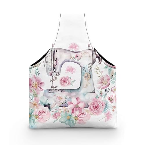 Image of KUIFORTI Yarn Bag Crochet Bag Organizer, Canvas Tote Yarn Storage Knitting Bag for Crocheting, Travel Crochet Bags and Totes, Crochet Accessories, Sewing Machine Flower Design, Small Size