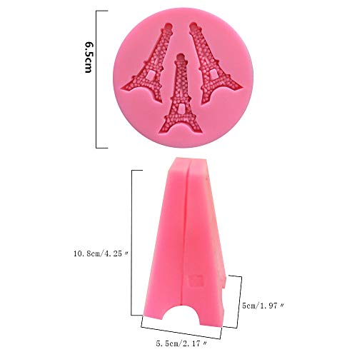 2Pcs/Set 3D Paris Eiffel Tower Cake Fondant Mold Silicone Gum Paste Sugar Craft Mold for Cake Cupcake Decorating Polymer Clay Epoxy Resin Candle Mould