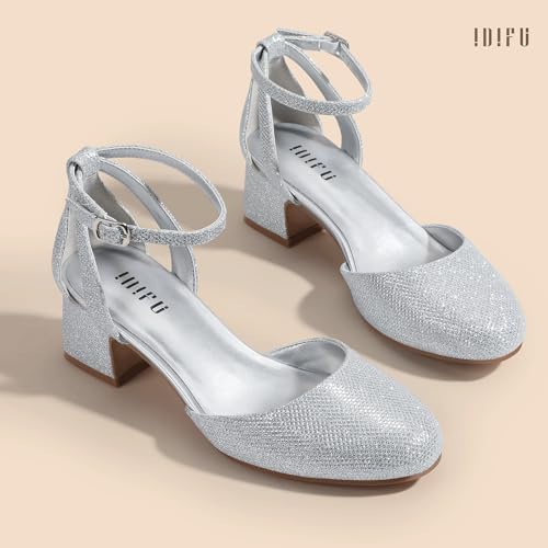 IDIFU IN2 Silver Heels Closed Round Toe Low Block Dressy Pumps 7 by IDIFU - Used condition - Image 7