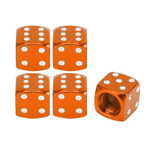 VekAuto 5 Pcs Tire Valve Stem Caps, 12x12MM Car Wheel Valve Cap Universal for Car Bike Motorcycle Anti Crash Aluminum Alloy Orange Tyre Valve Stem Cover Valve Dust Cap Tire Valve Cap