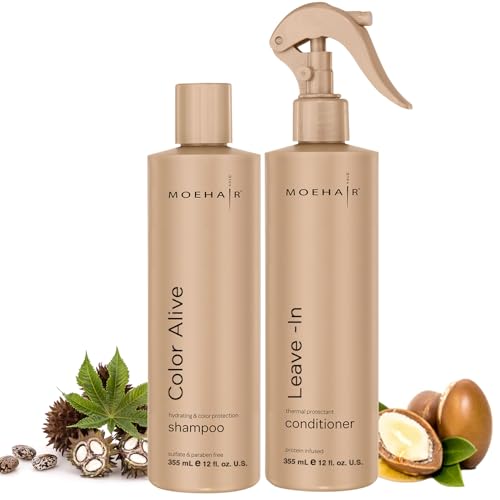 MOEHAIR Combo Pack of Color Alive Shampoo and Leave in Conditioner (12 Fl Oz) | Color Protecting Shampoo and Detangler Spray Hair Care | Moisturizes and Conditions | Fade-free and Long Lasting Shine